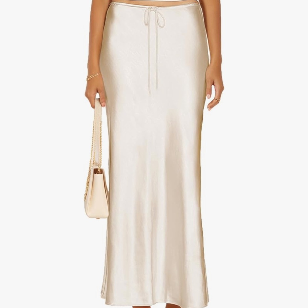 Cream Satin Maxi Skirt